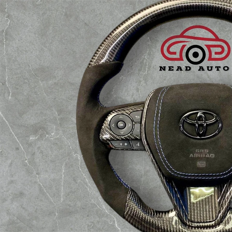 Volante Alcántara y fibra de carbono personalizado premium para Toyota Camry 8ª generación Foto 2 de 4