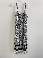 Knox Rose Target Dress Women XXL White Black Floral Midi Smocked Summer Party