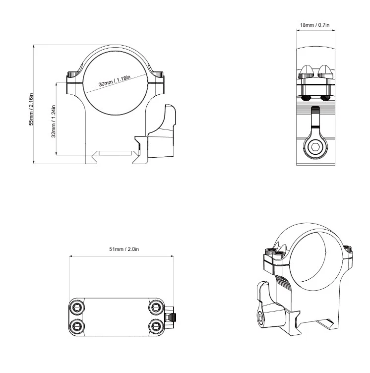 Vector Optics 30mm Steel Weaver/Picatinny QD Rifle Scope Rings - 1.25" Medium - Image 2 of 4