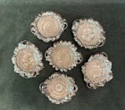 Set Of 6  Multi Flower Reed & Barton Les Cinq Fleurs Sterling Silver Nut Dishes.