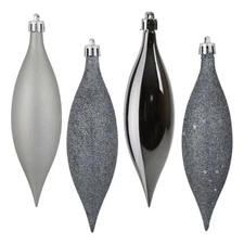 Vickerman 5.5" Traditional Plastic Drop Ornament in Limestone Gray (Set of 8)