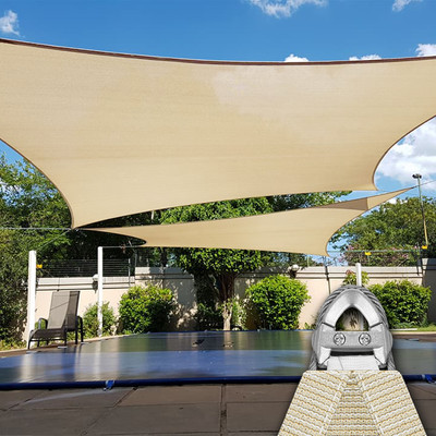 20'x20' Sun Shade Sail w/ Cable UV Block Backyard Deck Garden Pool Cover Outdoor