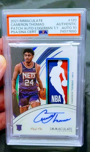 2021-22 CAM CAMERON THOMAS 1/1 LOGOMAN IMMACULATE ROOKIE AUTO PATCH NETS 🔥