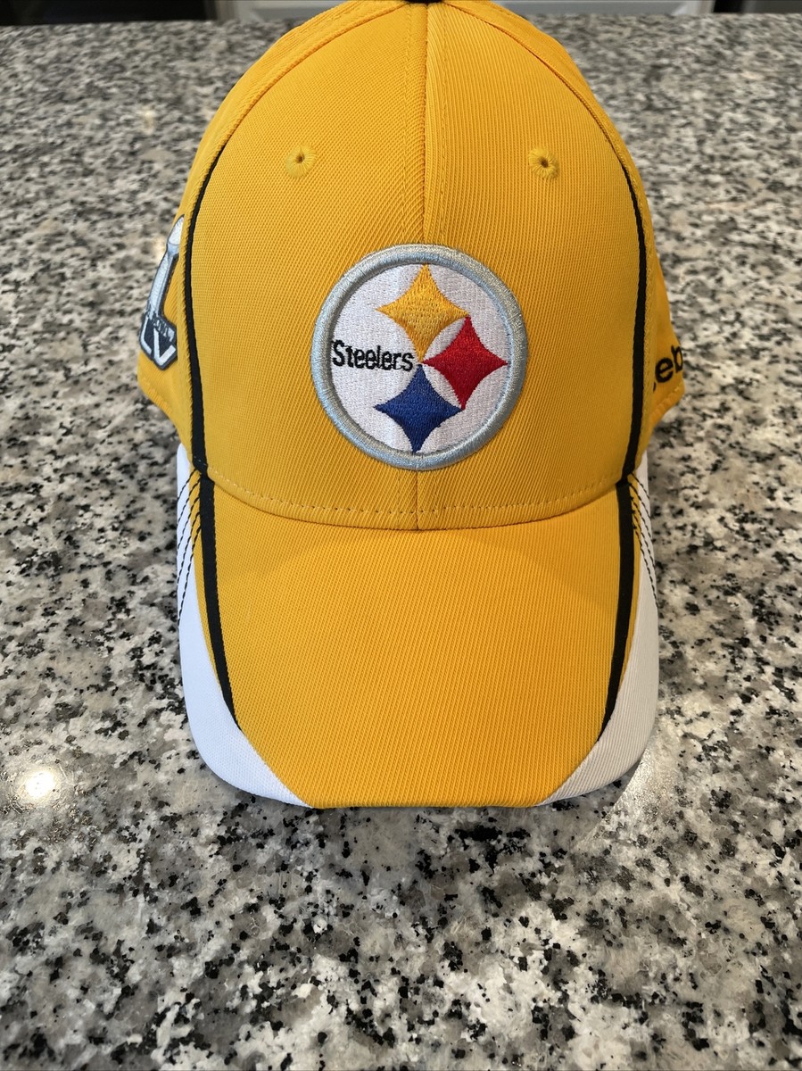 Yellow Reebok NFL Equipment Pittsburgh Steelers Baseball Cap Hat S/M Super  Bowl