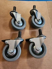 Set of 4 Rubber Wheel Swivel  Casters with Brakes