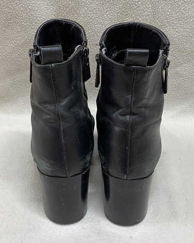 Zara Woman Black Leather Pointed Toe Side Zip Black Heel Boots Size EU 41 - Picture 4 of 17