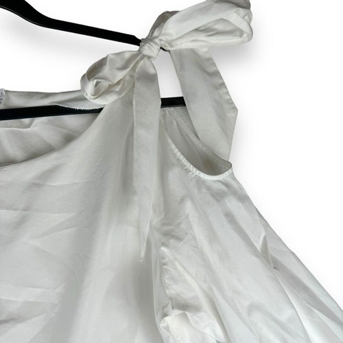 FRAME Blanc Bow Shoulder Top Womens Size Large Quiet Luxury Coquette Coastal - Picture 5 of 13