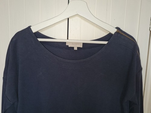 Hobbs Size 12 Blue Zipped Shoulder JUMPER Sweat Dress Womens - Picture 11 of 12