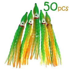 50pcs Fish WOW!® 5" Squid Skirt Octopus Hoochies Crinkle trolling lures carrot
