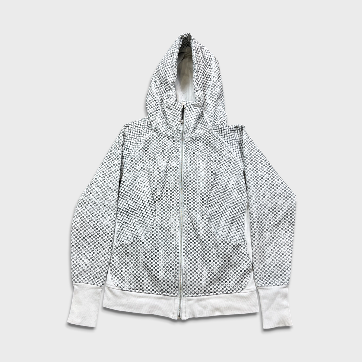 Lululemon Scuba Hoodie III Womens Size 8 White Dottie Eye Zip