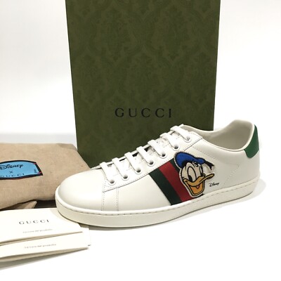 GUCCI DISNEY ACE DONALD DUCK WEB SNEAKERS -WHITE LEATHER -WOMEN S US 8 -NEW
