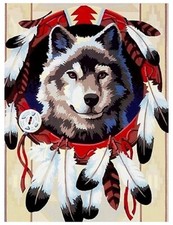 Wolf-DIY Painting by Number Kit 16x20 Canvas FYSSHUO
