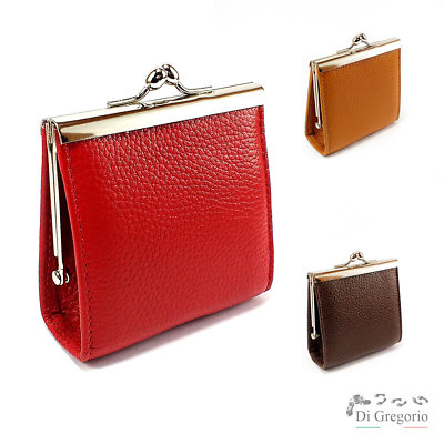 Portamonete Chiusura Clic Clac Coin Purse Leather Wallet With