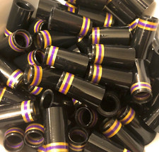  12 Premium Quality Iron Ferrules Black w/ Purple  Gold Rings 1  
