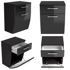 Badezimmerschrank Unterschrank Hochglanz anthrazit, Walnuss Badmöbel Badschrank