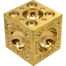 BRASS DAPPING BLOCK DOMING BLOCK 50MM CUBE HALF SPHERES MULTI-HOLES FORMING TOOL