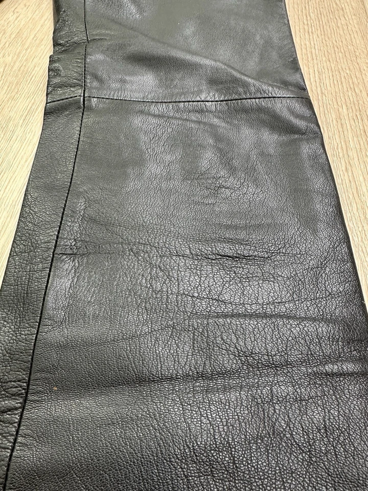 Pantalones Nicole Miller New York 100 % cuero negro genuino para mujer talla 2 sin dobladillo Foto 4 de 4