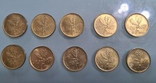 Lotto 10 monete da 20 lire italiane. Vari Anni.
