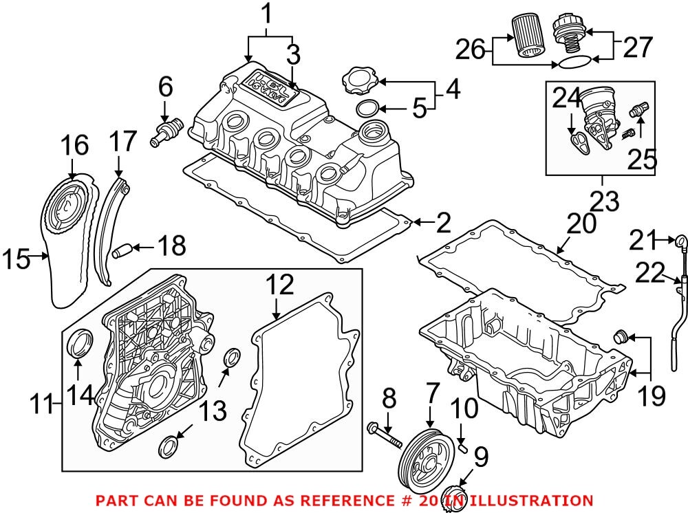 MINI 11131487221 Genuine OEM Factory Original Oil Pan Gasket for 