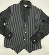 Gangster Adult Costume Shirt Black Pinstripes...