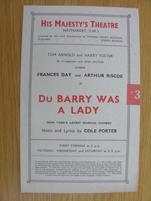 1942 DU BARRY WAS A LADY Cole Porter Frances Day, Arthur Riscoe, Frances Marsden