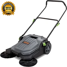 Walk-Behind Hand Push Floor Sweeper, 25.6" Sweeping Width Floor Sweeper Manual