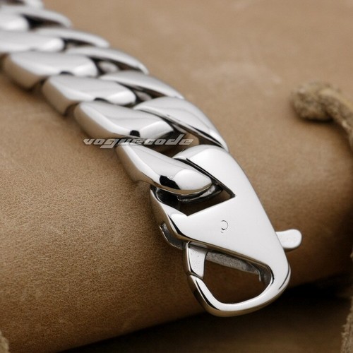 High Polish Stainless Steel Cuban Link Chain Biker Punk Bracelet 5L019B BZ - Picture 5 of 17
