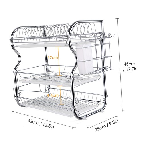 Multi-functional 3-Tier Dish Rack Kitchen Supplies Storage Rack Draining V9O0 - Picture 11 of 12