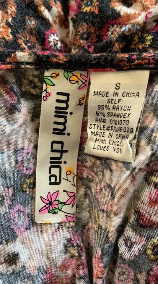 Mimi Chica Women’s Black Romper Small S Flowers Floral - Image 4 of 4