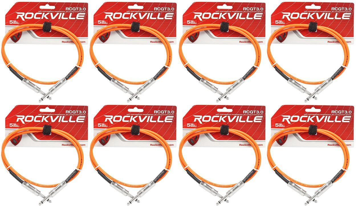 8 Гитарный/инструментальный кабель Rockville RCGT3.0O от 3 1/4 TS до 1/4 TS