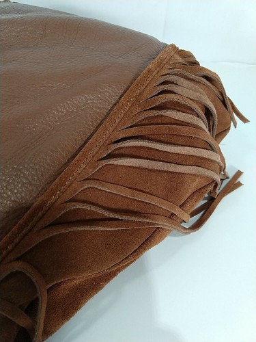 B. Makowsky Brown Fringe Soft Leather With Suede - EUC - Hobo Bag Purse - Picture 6 of 10