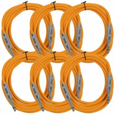 SEISMIC AUDIO New 6 PACK Orange 1/4" TS 10' Patch Cables - Guitar - Instrument