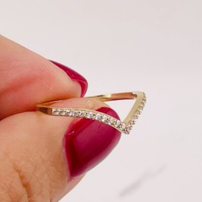 10k massiver Goldring V Form Gr. 7,5 - Anillo en oro banda en forma V