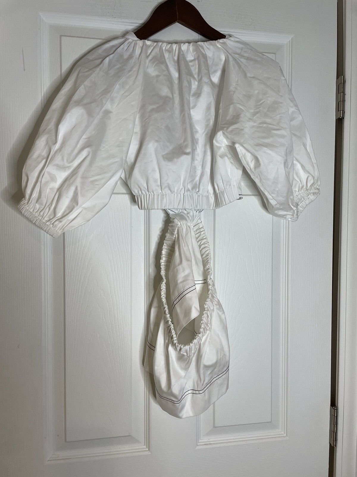 SOMETHING NAVY NWT CUT-OUT POPLIN BLOUSE IN CRISP WHITE - XXS image 5