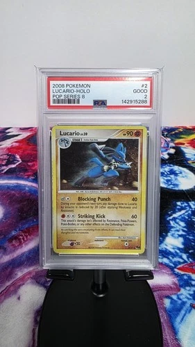 2008-09 POKEMON POP SERIES 8 #2 LUCARIO-HOLO PSA 2 !Pop 3!
