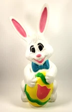 Vintage 27” Sun Hill  Easter Bunny Rabbit with Egg and Bowtie Blow Mold Light up