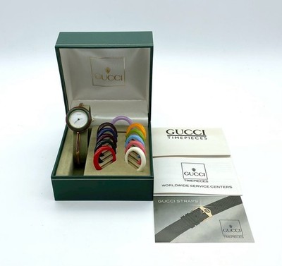 Gucci Change Bezel 12 Colors White Gold Dial Women Watch Boxed