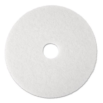 3M Low-Speed Super Polishing Floor Pads 4100, 17'' Diameter, White, 5/Carton
