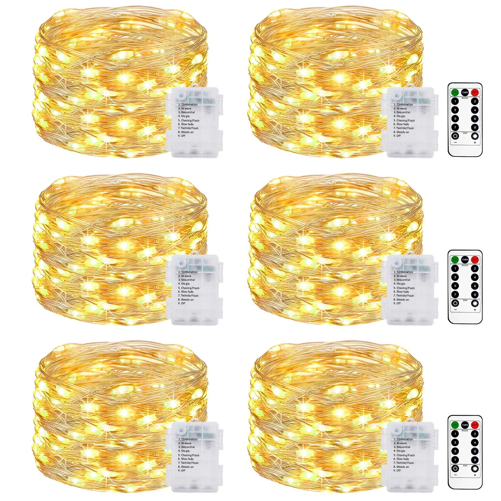 litogo Fairy Lights 6 Pack, 5M 50 LED + Remote, light Outdoor Decor(Warm White)