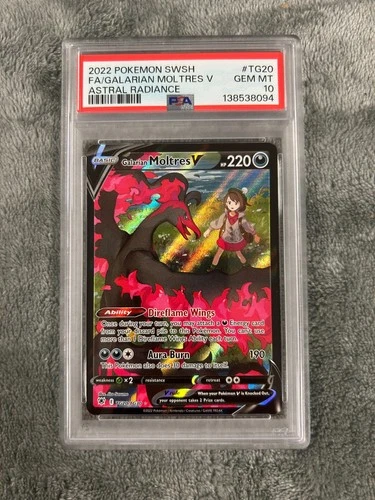 Pokemon Galarian Moltres V Astral Radiance Trainer Gallery Full Art #TG20 PSA 10