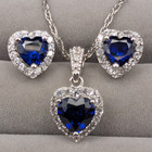 HNJ Heart Shape Blue & White Sapphire 925 Silver Necklace and Earring Set by PAJ — photo 3
