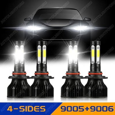 9006 9005 LED Headlight KIT Combo Bulbs 10000K High Low Beam Super Bright White