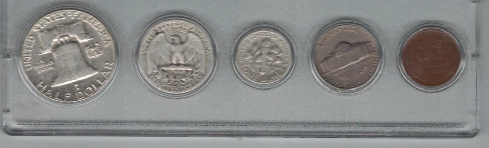 1956 BIRTH YEAR 5 COIN SET - 90% SILVER COINS (3) Included CIRCULATED SET - Image 2 of 2