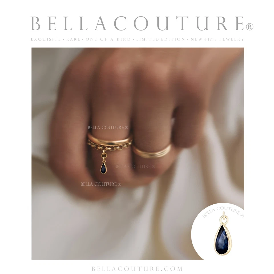 $490NUEVO ANILLO CADENA LÁGRIMA VICTORIANO GRANATE NATURAL ORO AMARILLO 14K DE COLECCIÓN 6 7 8 9 Foto 3 de 4