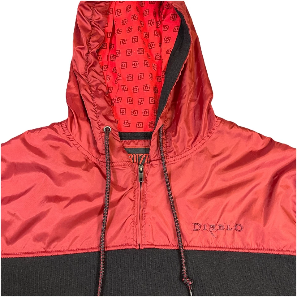 Sudadera con Capucha Blizzard Entertainment Diablo Para Hombre 2XL Negra Roja 1/4 Cremallera Bordada WoW Foto 3 de 4