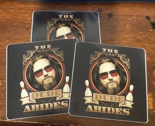 Big Lebowski The Dude Abides STICKERS 3 PACK LOT WORLDWIDE 🌐 SHIPPING 