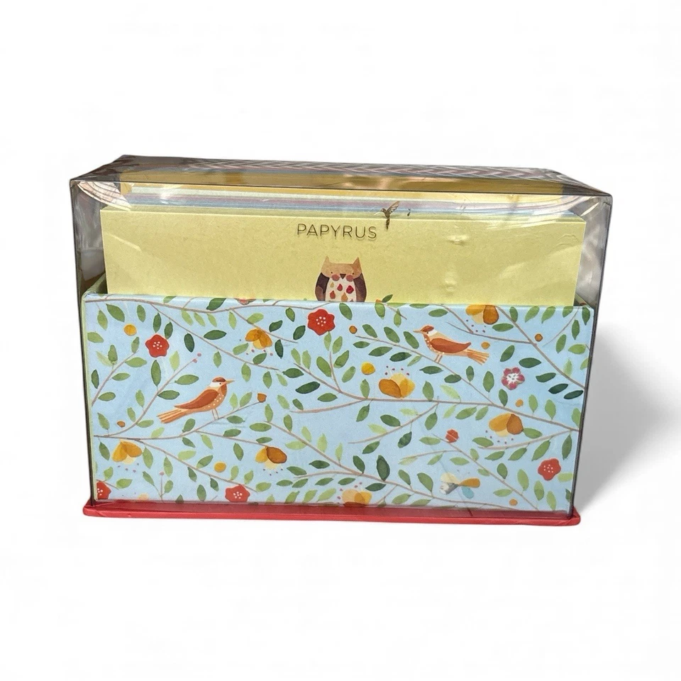 Papyrus Box 40 Blank Note Cards Lined Envelopes Birds Nature 4 Designs Complete - Image 2 of 4