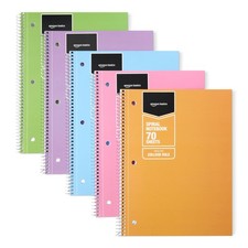 School Supplies Spiral Notebooks - College Ruled 70 Sheets 8x10.5 5 Pack