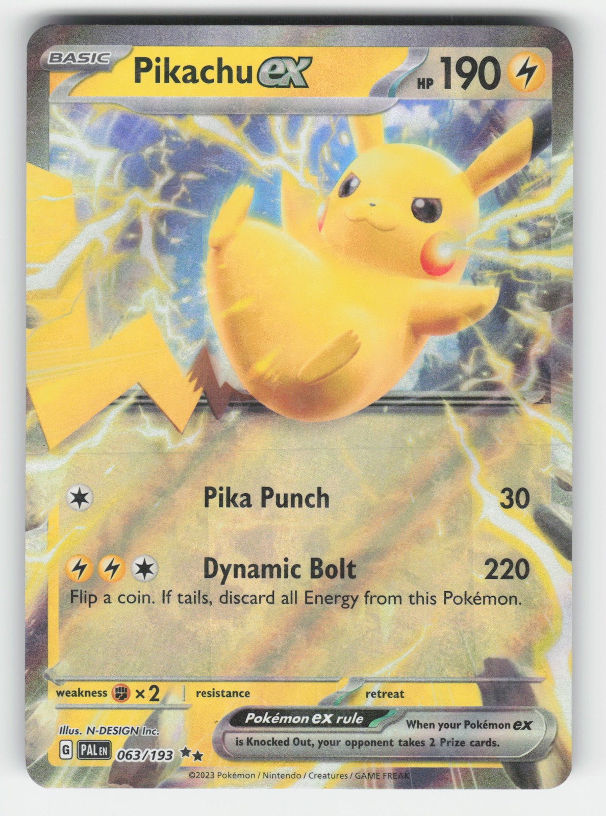 Pokemon Pikachu ex 063/193 SV02: Paldea Evolved Double Rare NM