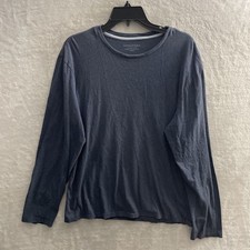 Banana Republic Mens T Shirt Solid Blue Large Cotton Crew Neck Logng Sleeve